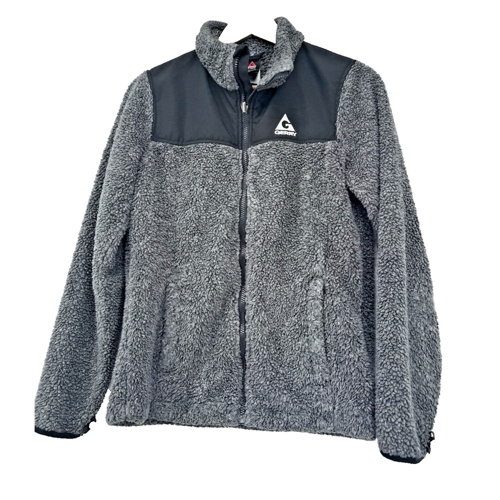 GERRY Full Zip Up Long Sleeve Gray Fleece Boy's Jacket 14/16 pockets warm